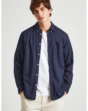 Camasa regular fit cu guler fixat cu nasturi, Bleumarin