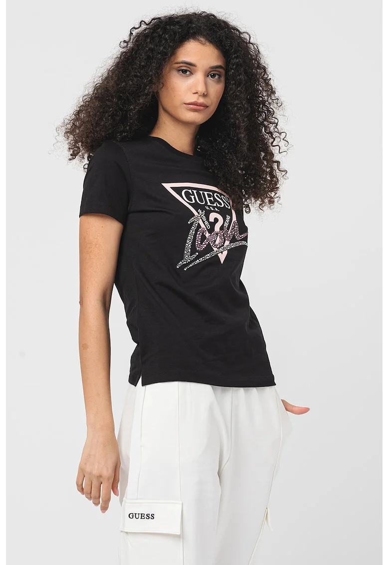 Tricou cu imprimeu logo, Negru