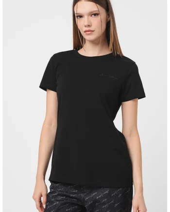 Tricou uni cu decolteu la baza gatului, Negru