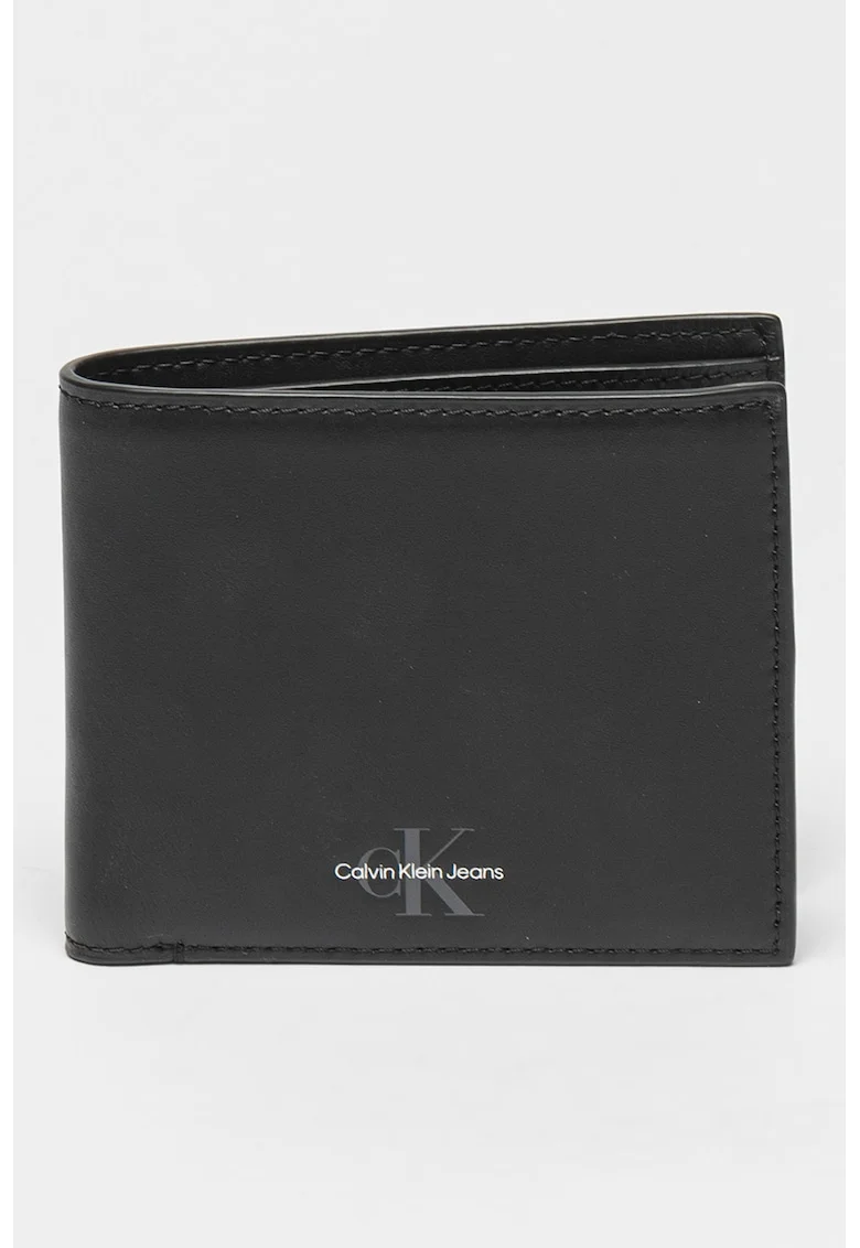 Portcart pliabil de piele cu protectie RFID, Negru