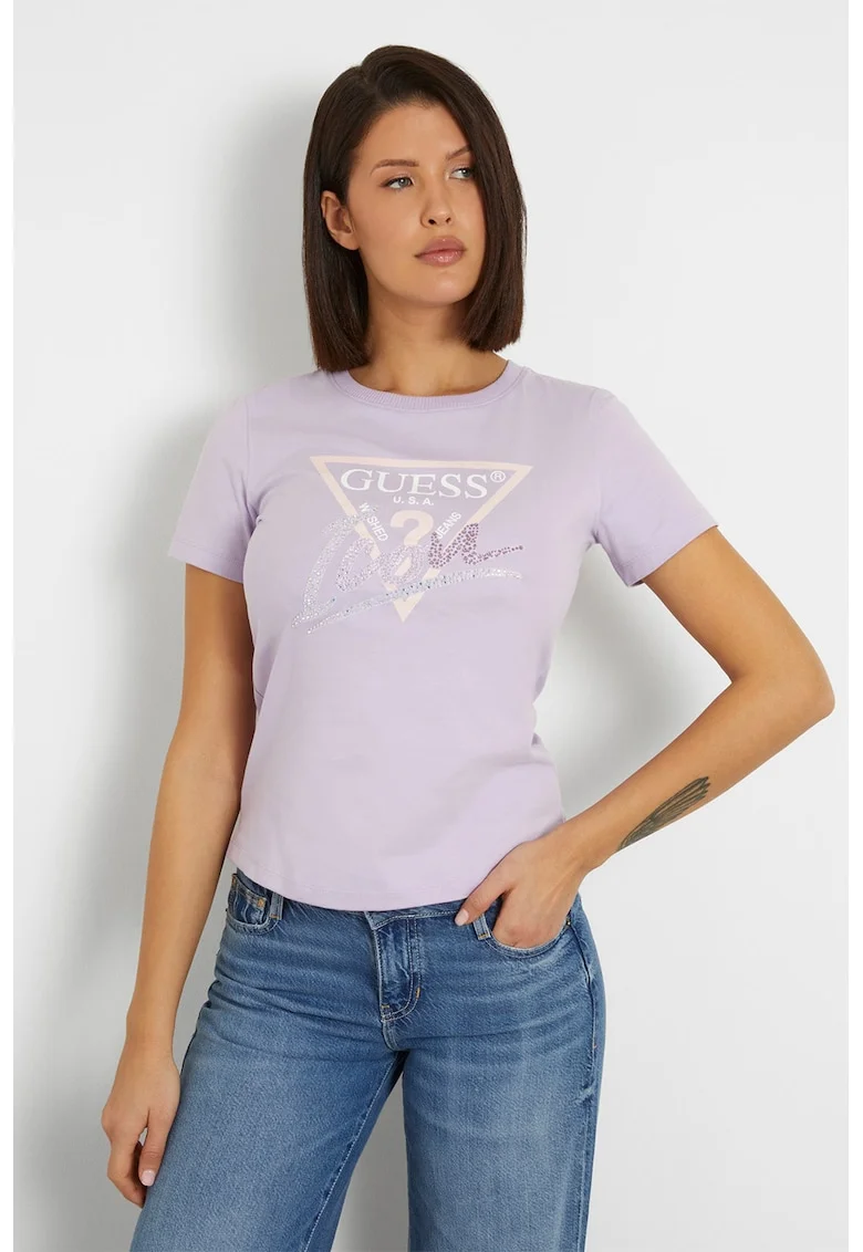 Tricou cu imprimeu logo, Lila