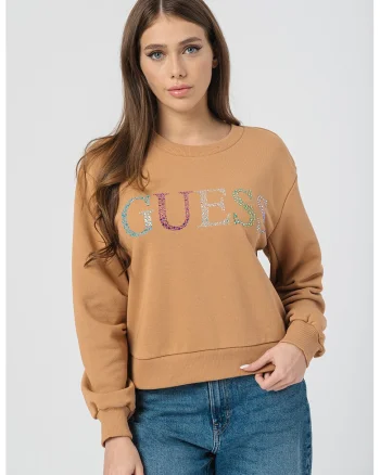 Bluza sport cuu logo din strasuri, Caramel