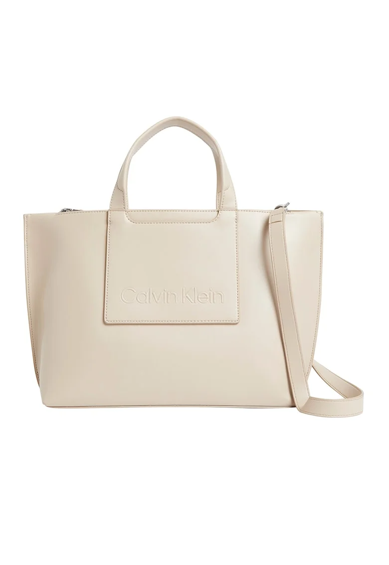 Geanta shopper de piele ecologica, Crem