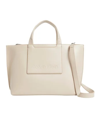 Geanta shopper de piele ecologica, Crem