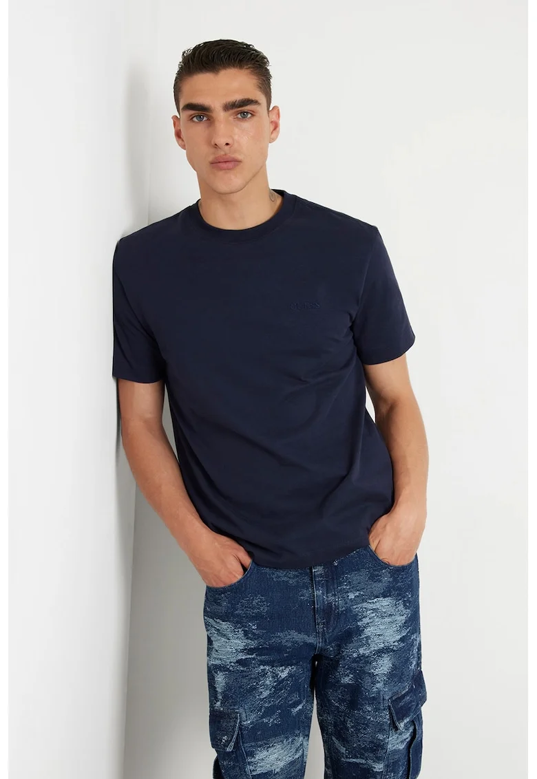 Tricou cu decolteu rotund, Bleumarin