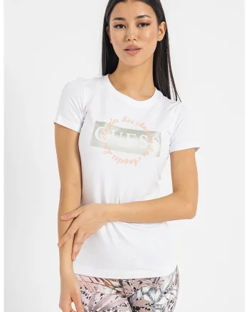 Tricou slim fit cu imprimeu logo, Alb