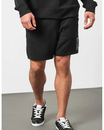 Pantaloni scurti din amestec de modal cu logo, Negru