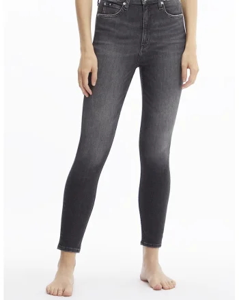 Blugi skinny cu talie inalta, Gri antracit