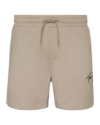 Pantaloni scurti din amestec de bumbac organic cu logo, Maro nisip