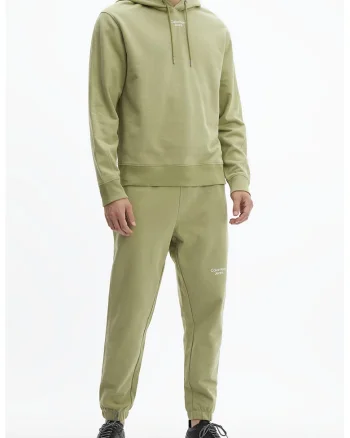 Pantaloni sport de bumbac cu buzunare laterale, Kaki