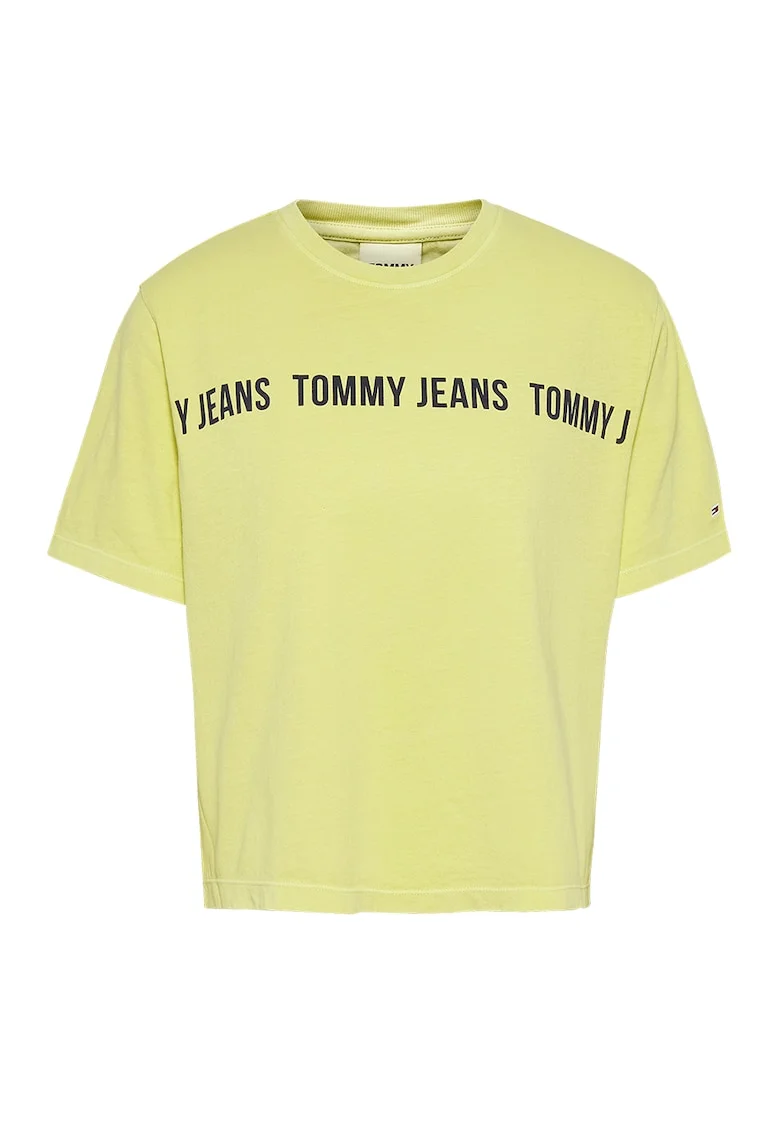 Tricou crop din bumbac organic, Negru/Galben