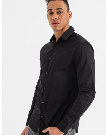 Camasa slim fit cu guler clasic, Negru stins