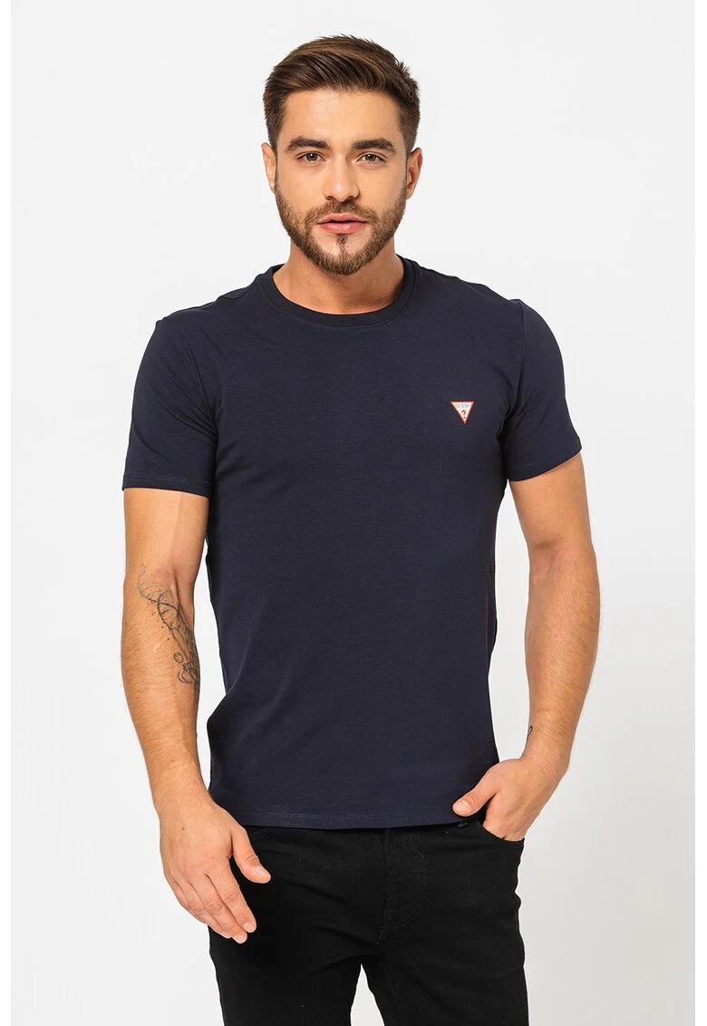 Tricou super slim fit din amestec de bumbac, Bleumarin