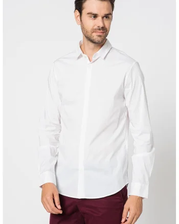 Camasa slim fit cu guler clasic, Alb