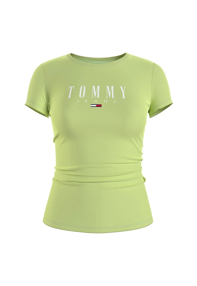 Tricou slim fit din amestec de bumbac organic, Alb/Verde