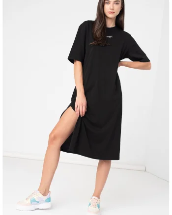 Rochie-tricou cu slit lateral, Negru
