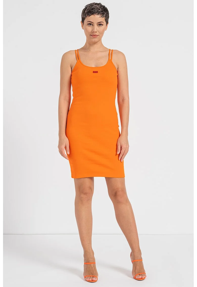 Rochie striata slim fit Nirabel, Portocaliu mandarina