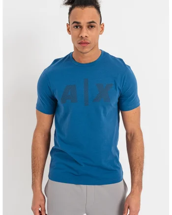 Tricou regular fit cu imprimeu monograma, Negru/Albastru inchis