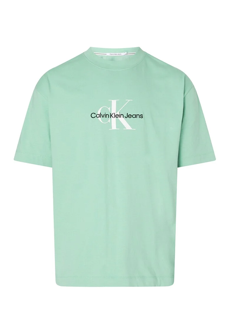 Tricou supradimensionat cu logo, Verde pal