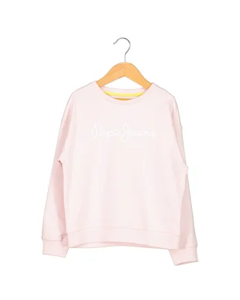 Bluza sport cu logo si decolteu la baza gatului Rose, Alb/Roz pastel