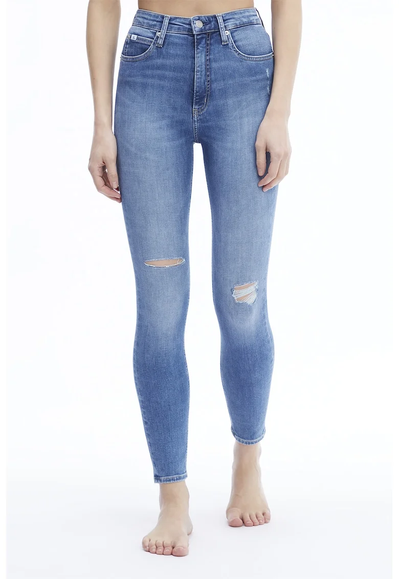 Blugi skinny cu talie inalta, Albastru deschis