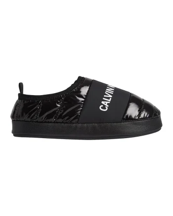 Papuci cu logo, Negru