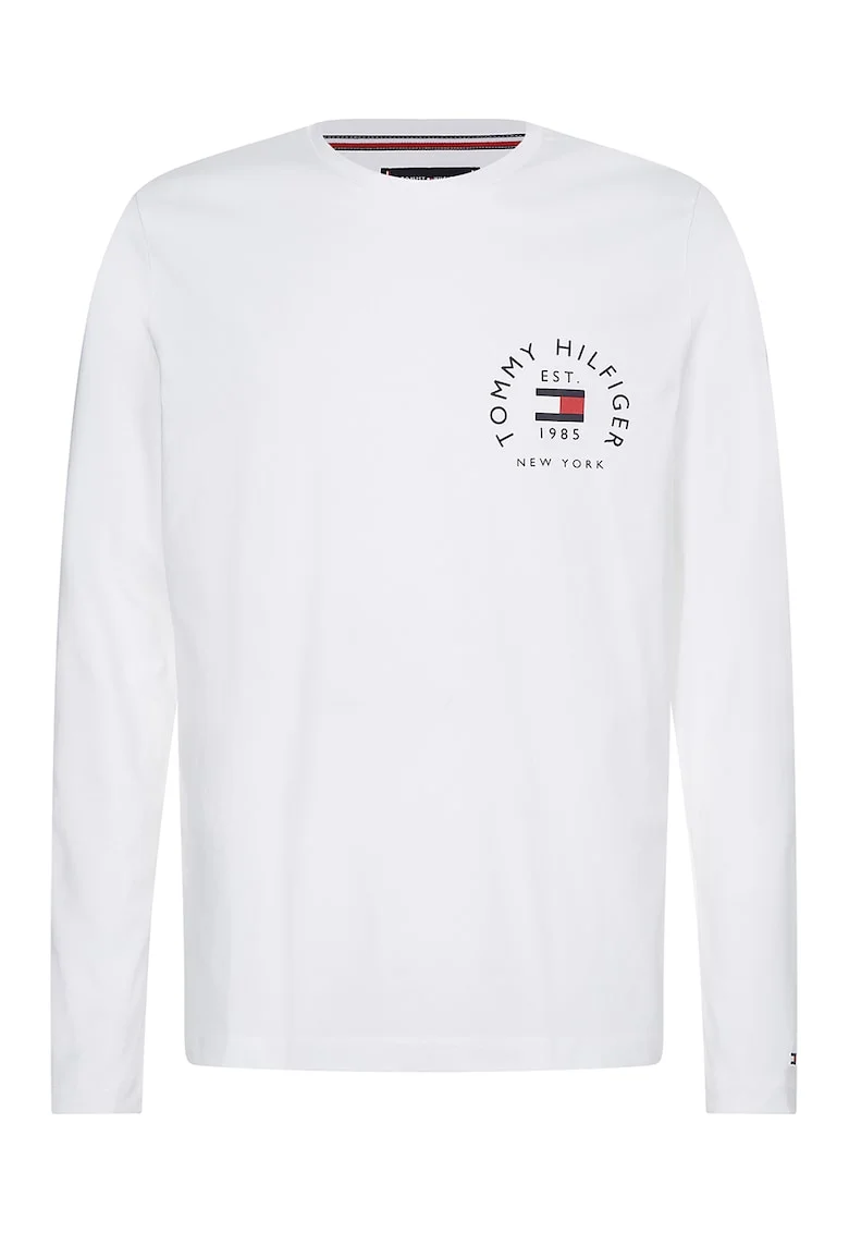 Bluza de bumbac organic cu imprimeu logo, Alb