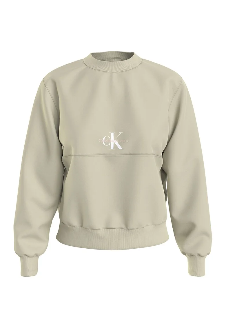 Bluza sport cu logo brodat, Maro nisip
