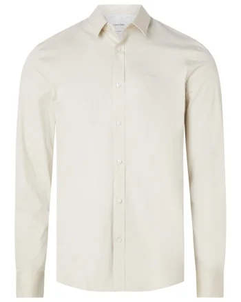 Camasa slim fit din amestec de bumbac organic, Alb fildes