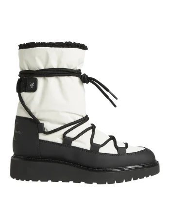 Ghete de zapada cu talpa wedge, Negru/Alb murdar