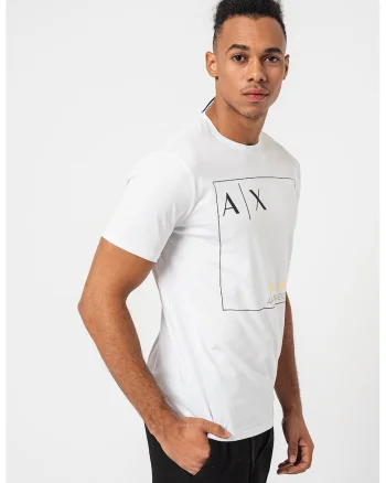 Tricou din bumbac cu imprimeu logo, Alb/Negru