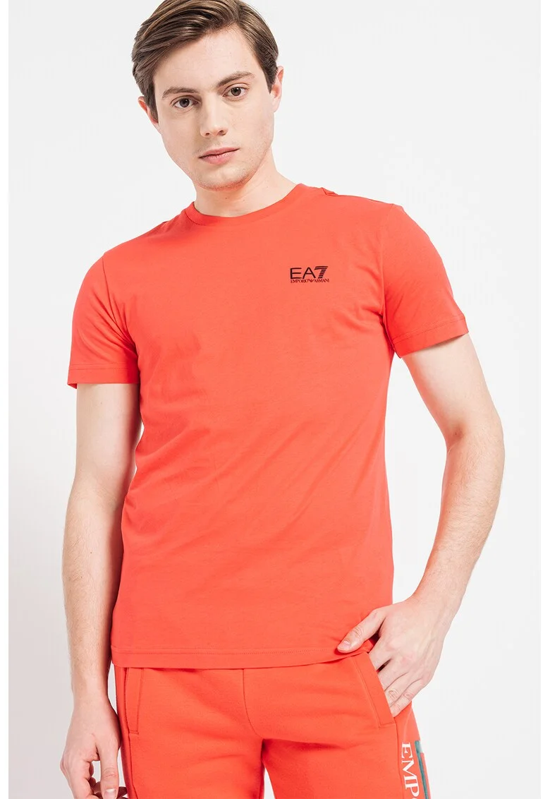 Tricou din bumbac cu decolteu la baza gatului, Rosu