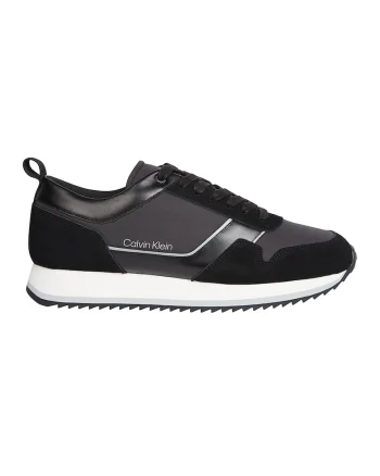 Pantofi sport cu insertii de piele intoarsa, Negru/Gri inchis