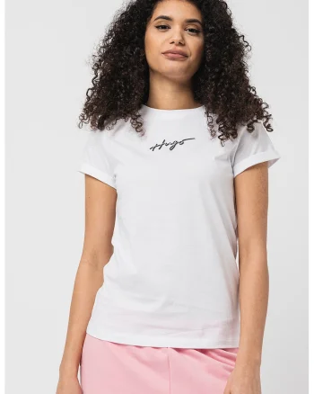 Tricou slim fit cu decolteu la baza gatului, Negru/Alb optic