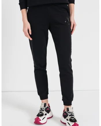 Pantaloni sport cu logo, Negru