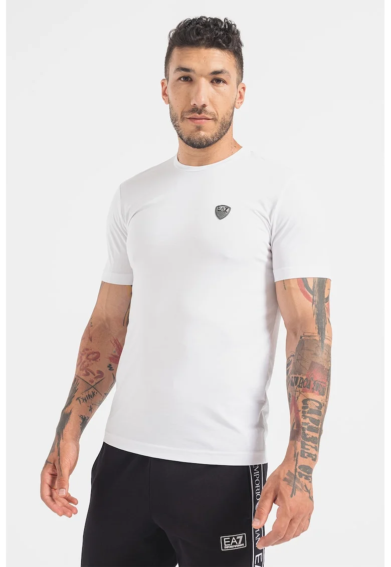 Tricou regular fit cu logo, Alb