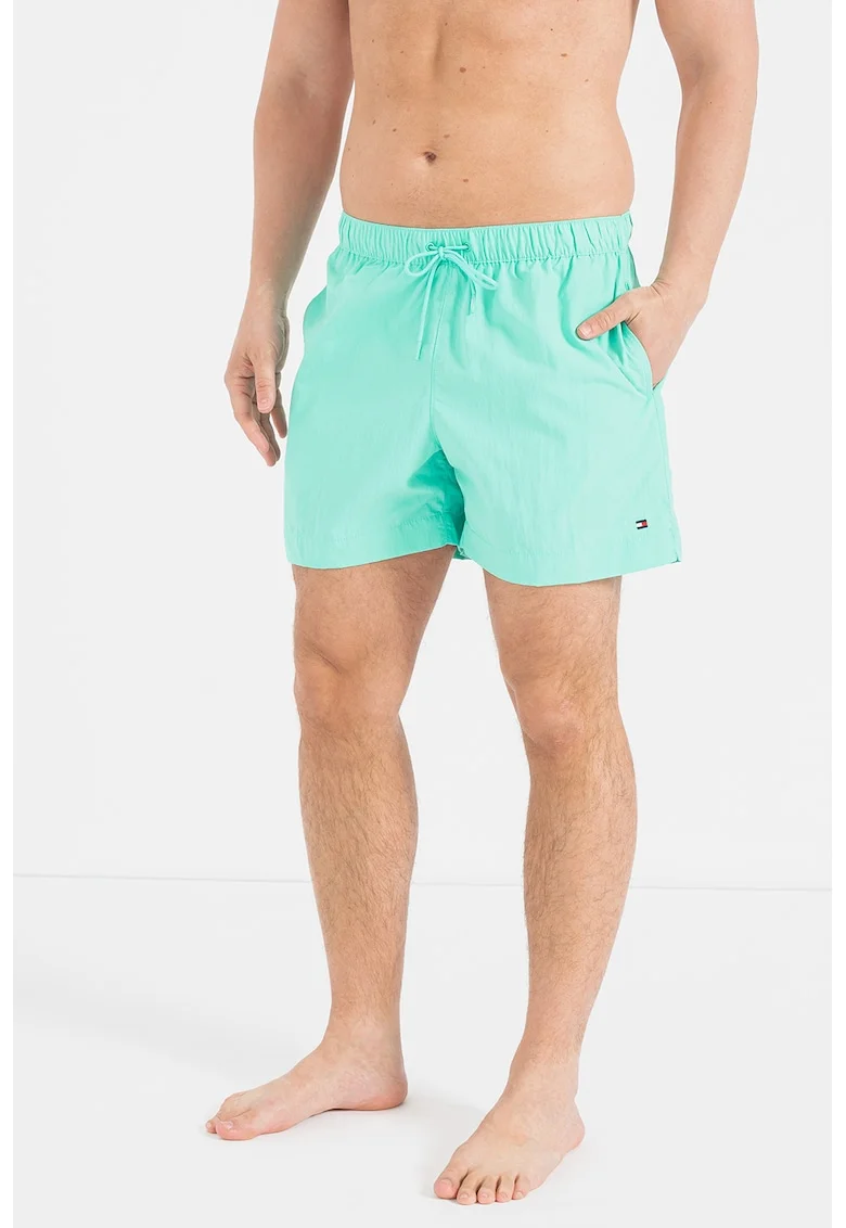 Pantaloni scurti de baie cu talie ajustabila, Verde menta