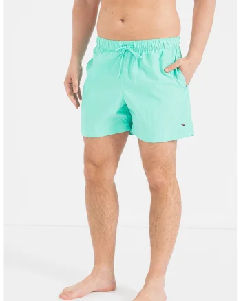 Pantaloni scurti de baie cu talie ajustabila, Verde menta