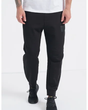 Pantaloni sport conici cu talie elastica, Negru