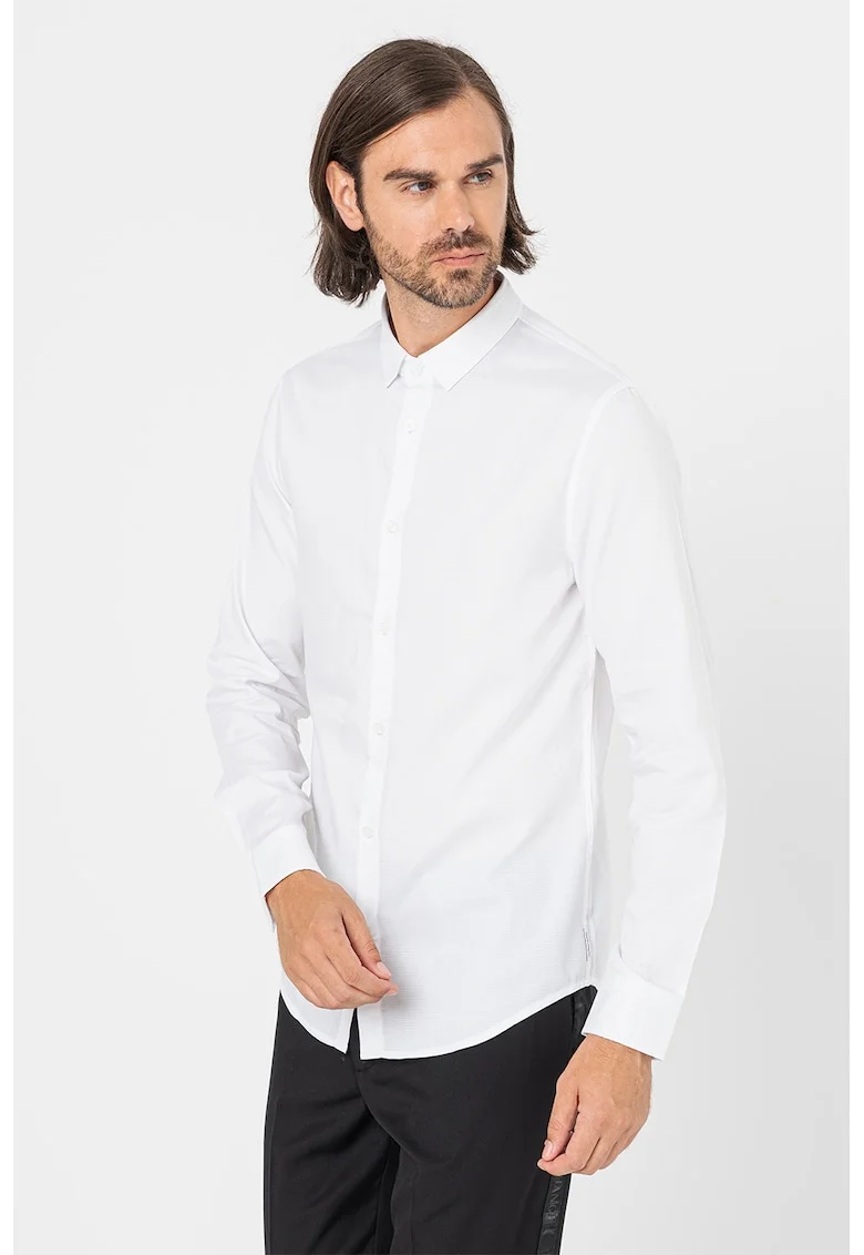 Camasa slim fit de bumbac, Alb