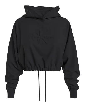 Hanorac cu maneci cazute si logo in relief, Negru