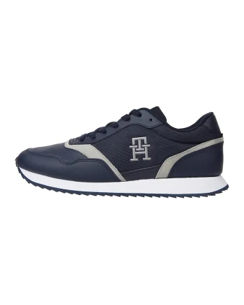 Pantofi sport cu insertii din piele intoarsa, Bleumarin