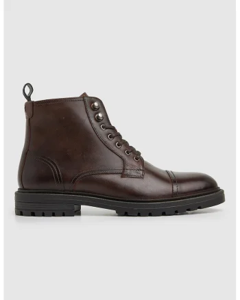 Ghete de piele cu varf cap-toe, Maro inchis