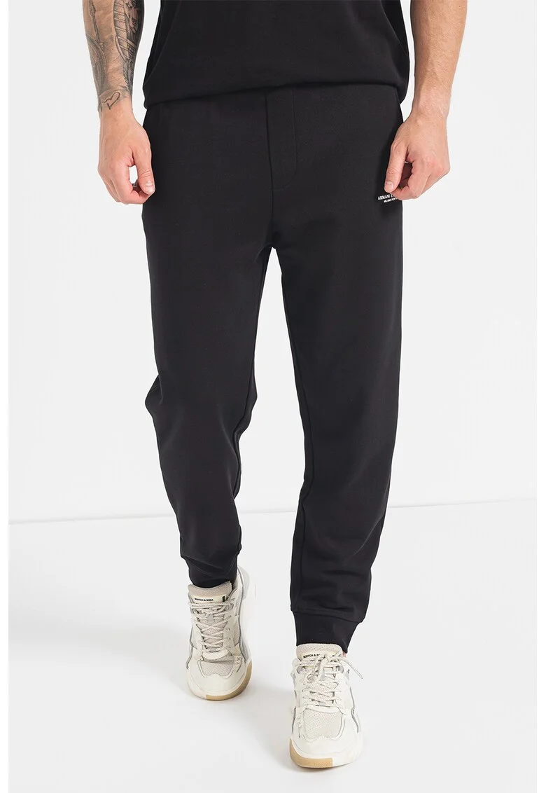 Pantaloni sport uni de bumbac, Negru