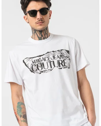 Tricou din bumbac cu imprimeu logo, Alb