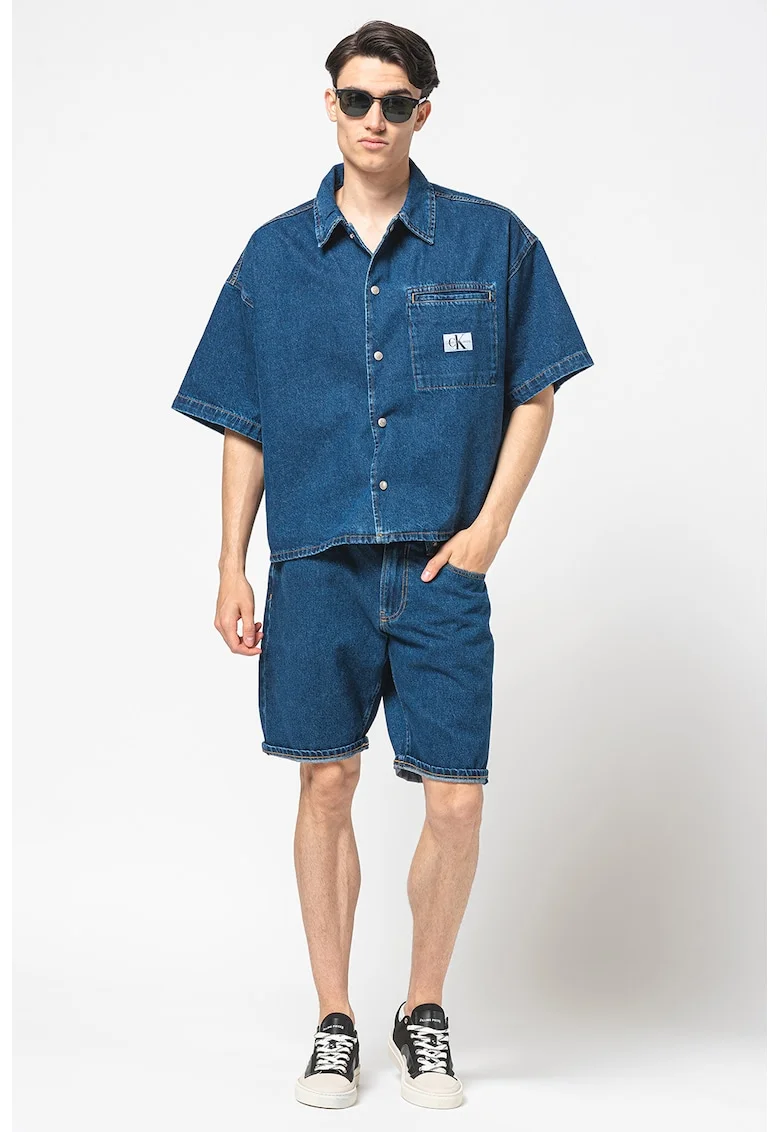 Bermude de denim cu 5 buzunare, Albastru inchis