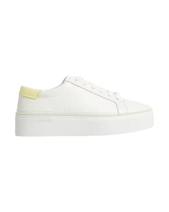 Pantofi sport flatform cu imprimeu logo, Alb murdar