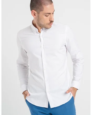 Camasa regular fit de bumbac cu guler Oxford Rickert, Alb optic