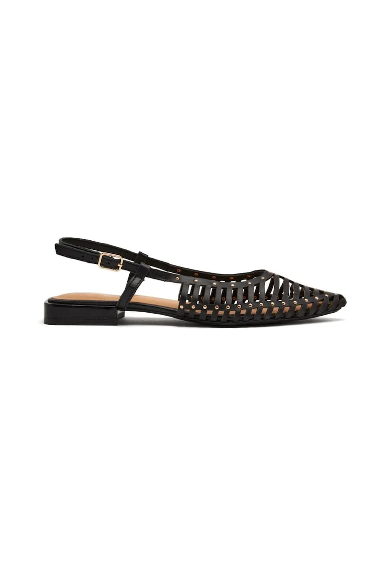 Pantofi din piele cu decupaje, Negru