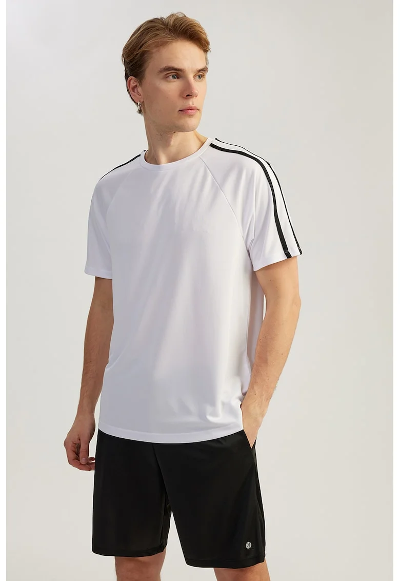 Tricou cu maneci raglan, Negru/Alb optic